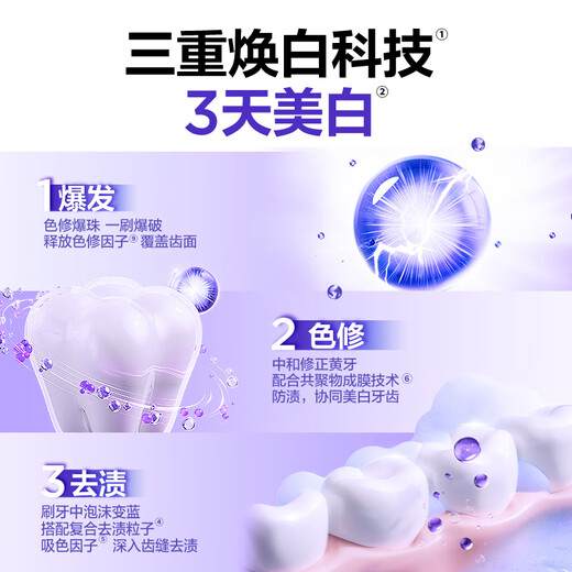 
The same style as Hua Chenyu, specializes in fresh and whitening small purple tube toothpaste color repair stain removal and brightening 200g
