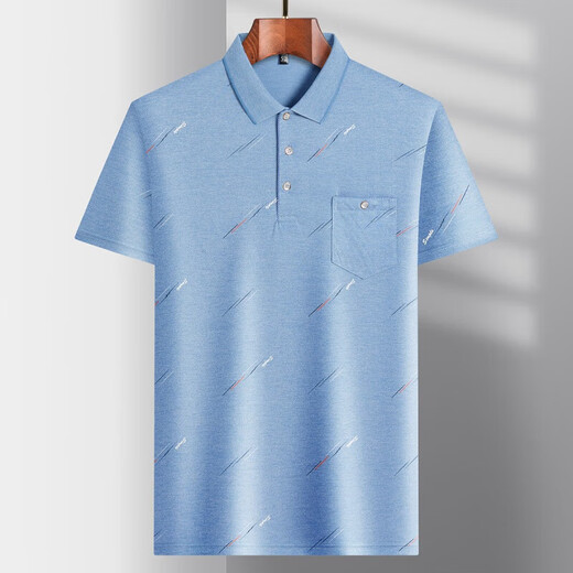 
Hailan special offer daddy suit summer lapel ice silk short-sleeved T-shirt for middle-aged and elderly men thin T-shirt for elderly people half-sleeved ice silk-9851 gray real pocket M 48/165
