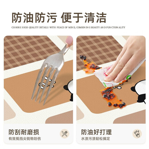 Placemat light luxury high-end Mickey Mouse cartoon dining table mat oilproof waterproof free desktop protective pad desk mat light C6636 [Super soft ecological leather] coating oilproof 70*140cm