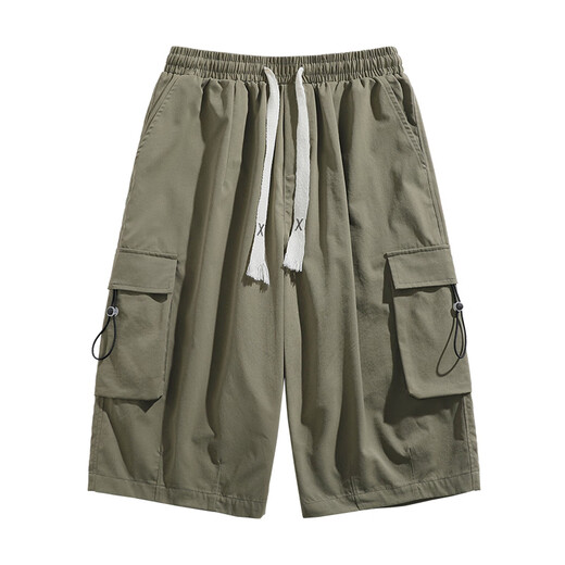 QiJungou Military Green Works Shorts Summer Summer Seda de Summer pantalones fríos de la marca de moda Harun Harun Gn679 Black M 90-120Jin [Jin iguala 0.5 kg]