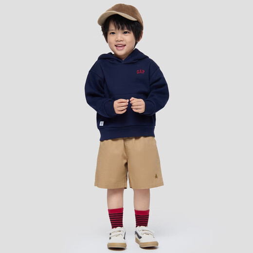 Gapu same style for boys and girls 2025 new autumn logo fleece pullover hoodie 804636