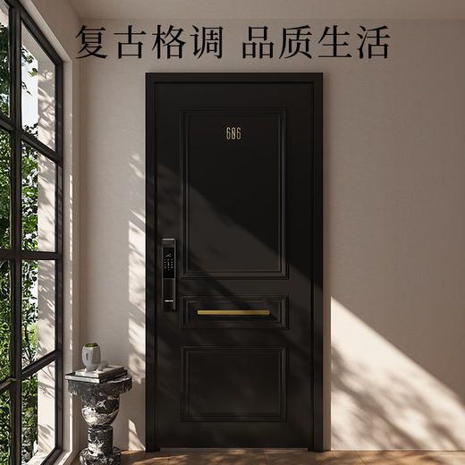 欧帝乐（OUDILE）法式复古防盗门入户门格爵墨玉黑+可选别墅大门子母门 科技云锁 2150*1050/2250*960