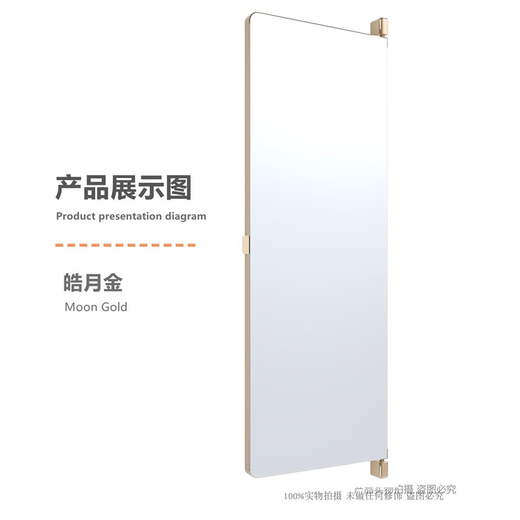 Yonghuan Garderobe Spiegelgarderobe in voller Länge Spiegel Dressing anpassen Spiegel flacher Türschrank eingebaute rotierende unsichtbare Push-Ziehen Stärken explosionssicherer Champagner Golden 12035 mit magnetischer Saug- und Griffzubehör