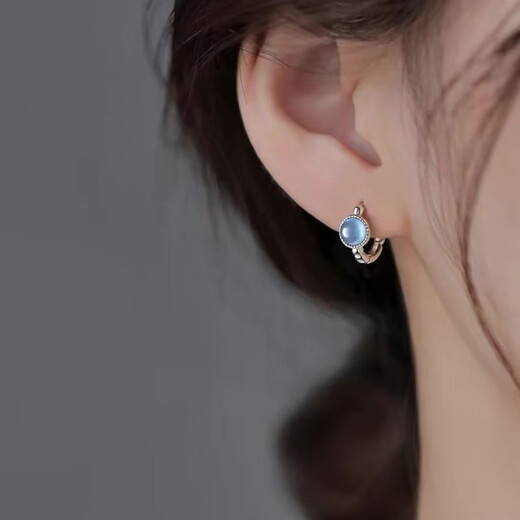 Fat Donglai purchases the same style, Aquamarine earrings, 925 silver earrings, light luxury 2025 new style, niche women, 925 silver Aquamarine earrings (price of two)