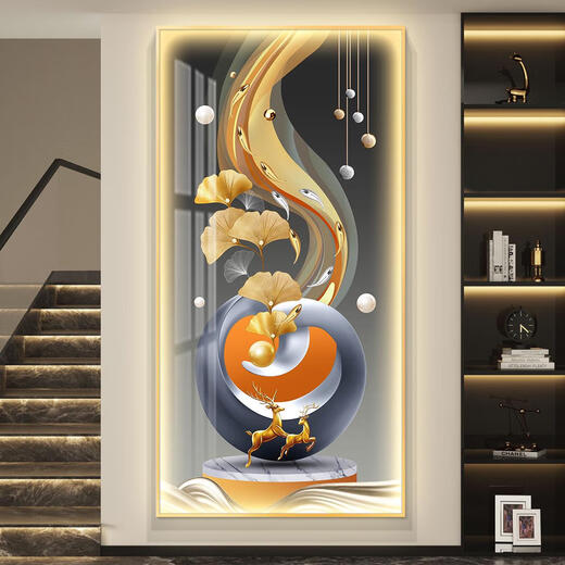 Yusen yi hongyun dangtou léger luxe LED de couleur légère entrée hall décoratif peinture coulonnette coulonnette couloir suspendu peinture simple moderne se sens