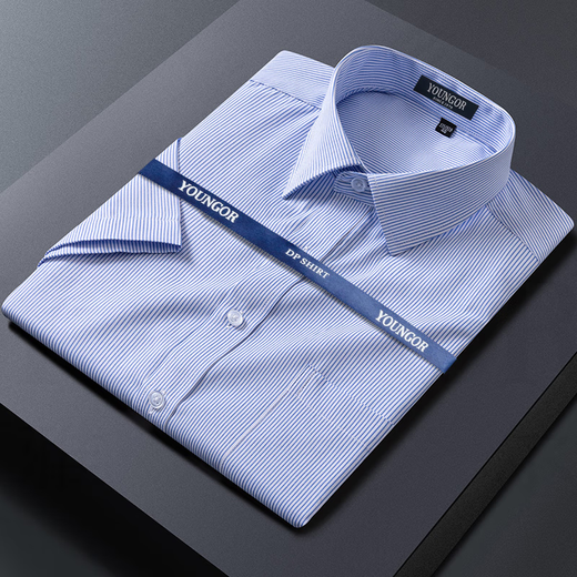
Yager flagship official store short-sleeved shirt for men business casual professional loose fashion versatile formal wear free iron solid color white DX6636 blue 38