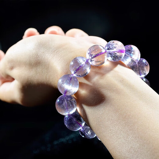 Eternal symbol collection grade Brazilian old material ice cat's eye kunzite bracelet for women single circle lavender bracelet Valentine's Day gift Wangrenyuan 10mm collection grade Brazilian purple kunzite 1 carat