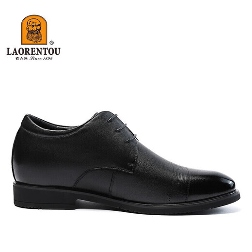 老人头（LAORENTOU）皮鞋男士头层牛皮鞋商务休闲正装鞋小码隐形内增高鞋 130362 黑40