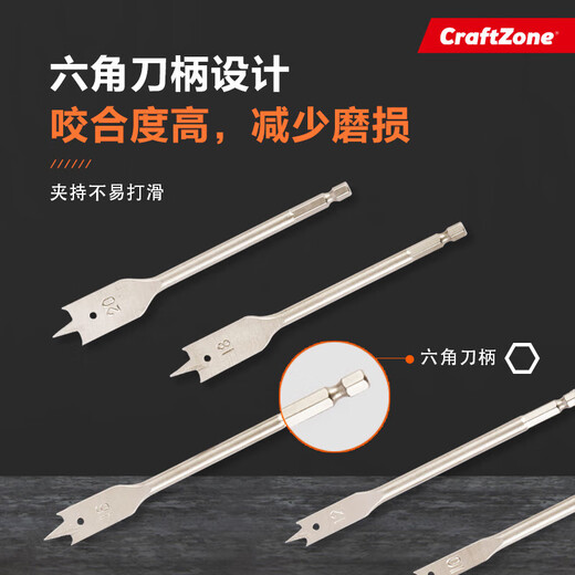 CraftZone three-point woodworking flat drill drawer door lock reamed hexagonal handle three-point woodworking flat drill bit set three-point woodworking flat drill bit set