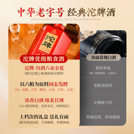 Tuopai Sichuan Tuopai Liquor 52 Degree Luzhou-flavor Liquor Full Box Grain Liquor Grain Liquor Liquor Gift Box Gift Drink 52 Degree 500mL 6 Bottles Pure Grain Whole Box Liquor