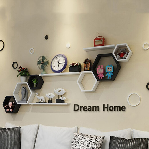 Baimuyuan wall storage rack wall-mounted TV background wall living room wall wall decoration rack punch-free shelf bedroom partition package J