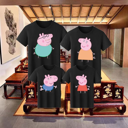 
Apocalypse Peppa Pig, parent-child clothing, family of three and four summer short-sleeved T-shirt, mother-daughter class suit, summer Peppa Pig, white [single-piece T-shirt] 90 George (height 80-95 cm)