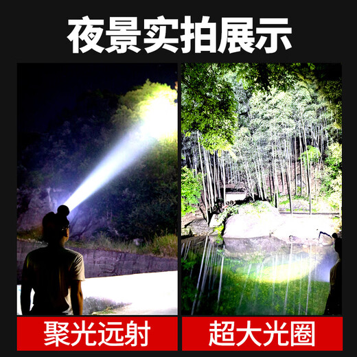 麦舒特夜钓鱼头灯强光充电超亮头戴式户外超长续航手电筒矿灯轻感应专用 无感应9900W 100小时 USB直充