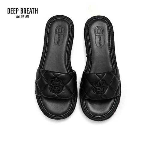 Souffle profonde souffle profonde chaussures de femmes vacances décontractées diamant petit pantoufles mouillées aromatisées ax14113 noir 34
