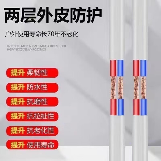 国标纯铜BVVB护套线2芯3芯15254平方白色平行电源硬电线家用 补贴-软线2心1.5平方【纯铜】 5m