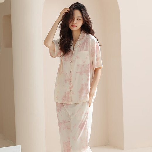 Palando-Pyjama für Frauen im Sommer im Sommer reine Baumwolle dünne Strickjacken kurzärmelige Hose für äußere große Sommer-Damen können sich draußen für Außenhäuser tragen, Par-Iyrsy9923 m (Frauen)