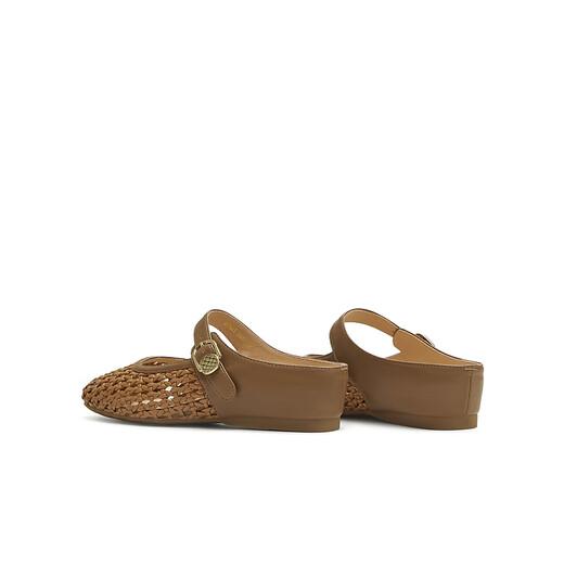 Tianmeiyi Mules Schuhe mit hoherhängender Frauen Sandalen Einkaufszentrum gleicher französischer Bag-Toe-Halbschuhe 2025 Sommer BK841BH5 WOVEN SEMI-TRAILER-BROWN 36