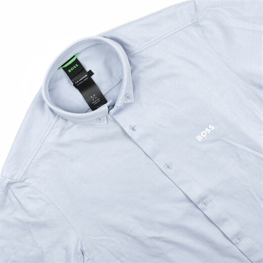 Hugo Boss 绿标 男士纯色简约时尚休闲短袖衬衫 50512005 10233753 白色 100 L
