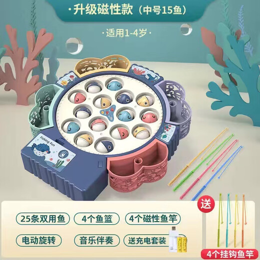 Wanre Rotation de pêche magnétique Toys pour garçons, filles, bébés, bébés, enfants et jouets Education de la petite enfance Classique de musique multifonctionnelle [Modèle de batterie à croche