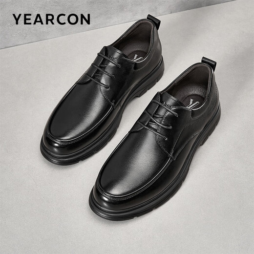 Yierkan Men's Shoes Men's Spring New Genuine Leather Business Casual Shoes Men's British Style Low-top Men's Leather Shoes Black 42