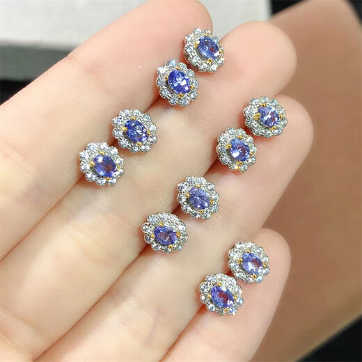 Fat Donglai's new tanzanite earrings, s925 silver inlaid with blue-violet gemstones, random pair of earrings