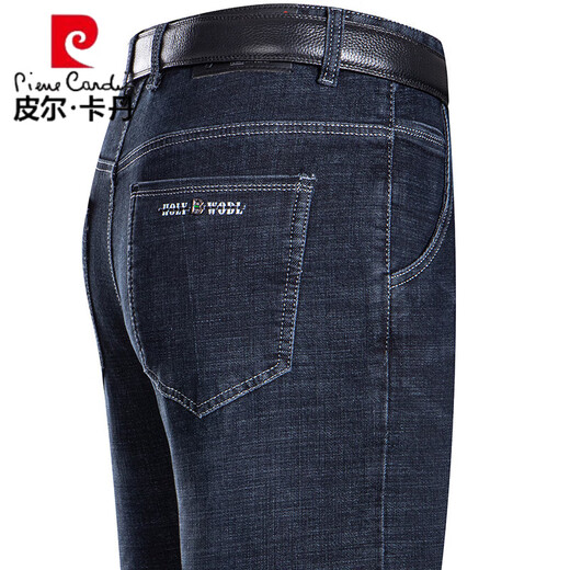 皮尔卡丹（pierre cardin）轻奢高档夏季牛仔裤男士直筒宽松薄款牛仔裤中年高腰爸爸长裤子 3890 中蓝 35 【2尺8腰围】