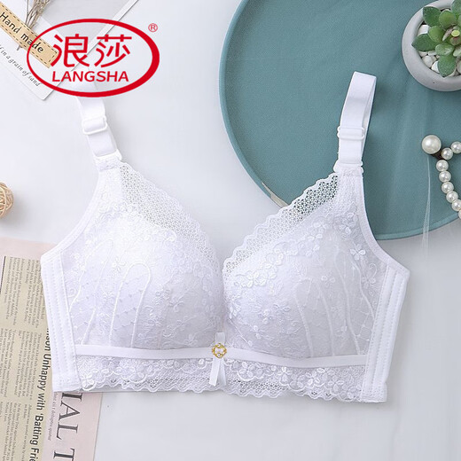 浪莎（LangSha）白色文胸套装时尚新款上薄下厚小胸聚拢轻薄显瘦无钢圈无磁内衣女 911红色套装 薄款0.5CM 四扣 75B 34