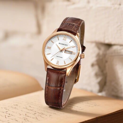 ROSSINI watch women's New Year gift student watch domestic watch small dial quartz watch white plate belt 618574