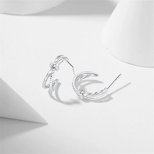 Chao Acer Zhi Jian Cross PT950 Platinum Platinum Earrings Women's Platinum Earrings Gift Priced labor cost 320 yuan C One pair Contains silicone ear plugs 2.6g