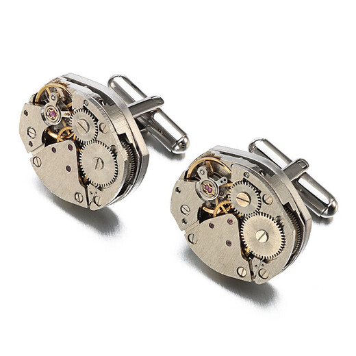 Nosskiss High-End Manschettenknöpfe exquisite mechanische Uhr Bewegung Manschettenknöpfe Herrenhülsennagel Diamant Nicht-Mobile Bewegung Geburtstag Geschenk Silber Silber
