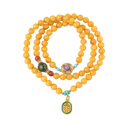 Potala Palace beeswax jasper multi-circle bracelet copper inlaid amethyst accessories transfer bead bracelet for men and women as a birthday gift for girlfriend