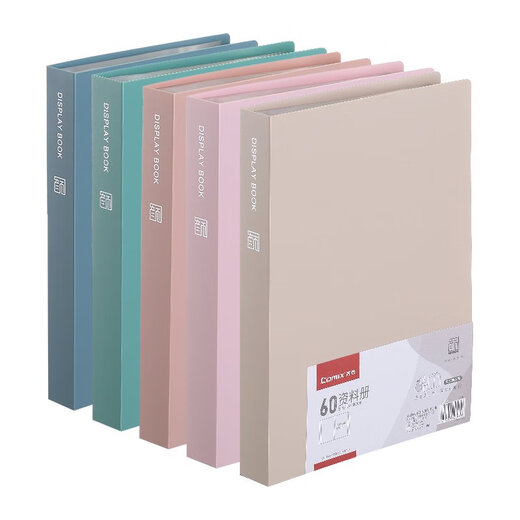 齐心A6636A4莫兰迪色资料册文件活页收纳册插袋档案文件夹60页 混色2个