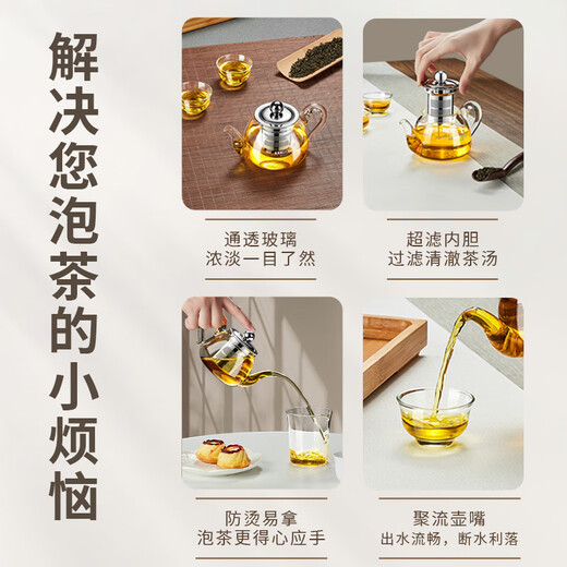KAMJOVE heat-resistant glass mini teapot flower teapot elegant cup tea ceremony cup tea set small capacity tea art cup small teapot AM-718 250ml