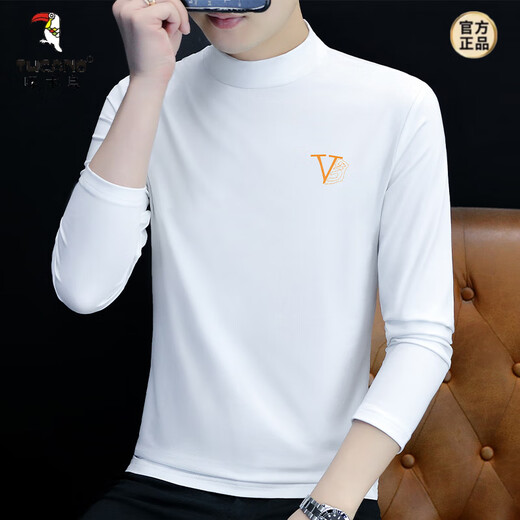 Camisa de la base del cuello de media algodón de algodón (Tucano) Camiseta de algodón medio alto para camiseta de manga larga de manga larga para hombres Camiseta para hombres de cuello medio y otoño para hombres fuera de la ropa de otoño LH-PYPC6187 Charcoal Grey M [sugerido 100-115 Jin [Jin equivale a 0.5 kg]]