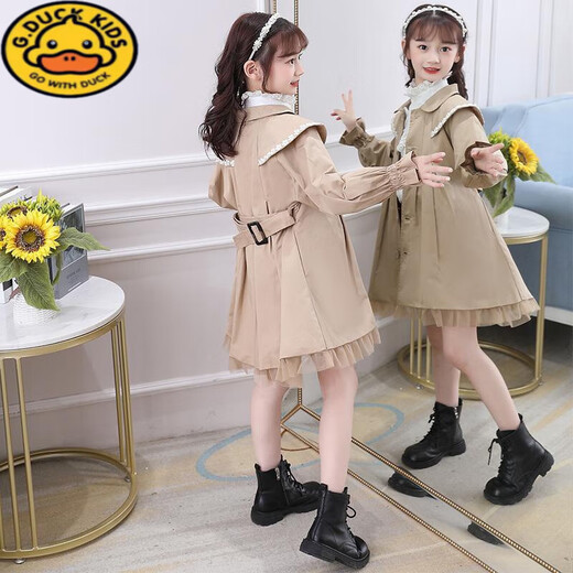 G.DUCKKIDS童装女童外套春秋季2025新款洋气女孩中大童秋款儿童秋装风衣时髦 粉色【春秋款】 130 cm适合120-130cm年龄7-8岁