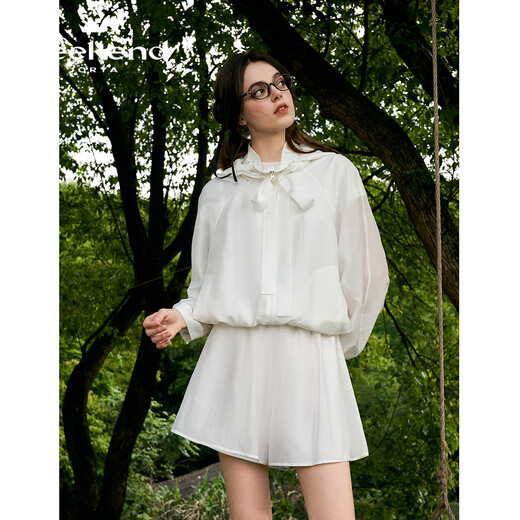 
JORYA weekend 24 summer new romantic bud tie-length sports hooded waist-hugging loose jacket EJWEBQ70 white - coat S