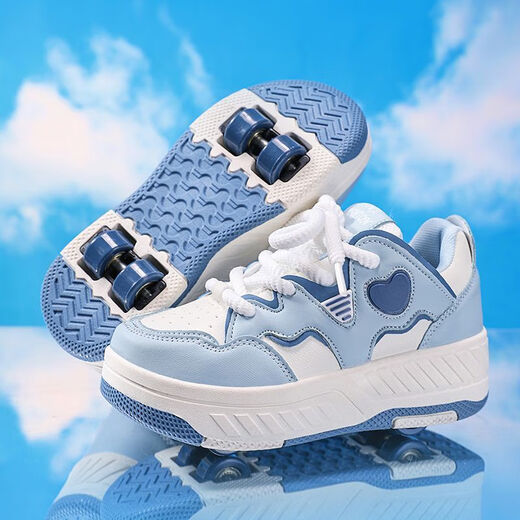 2025 Nouveaux chaussures de déchaînement pour enfants Chaussures garçons quatre roues baskets filles doubles roues patins peuvent marcher et détachable 9921 Black Four Roues Suivez le premier expédition 31 Code standard