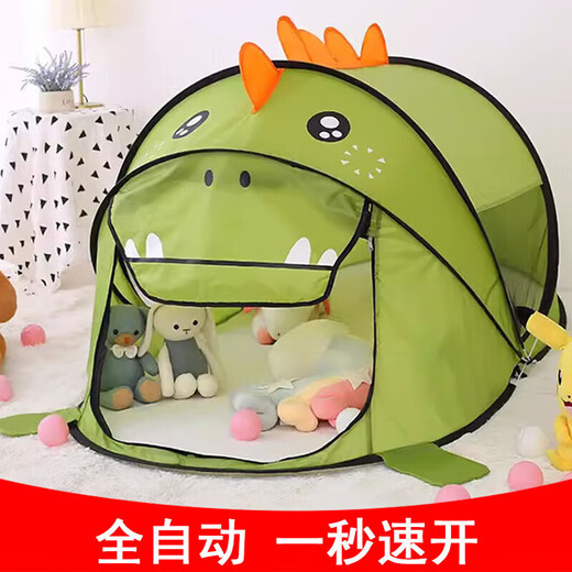 LUGELI Kinderzelt Game House Reißverschluss Dinosaurier Zelt Baby Indoor Outdoor Klapperfalt Moskito-vorsichtige Spielhaus Spielzeughaus Kinderzelt [Grüner kleiner Dinosaurier]