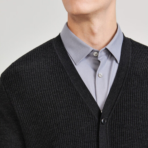 EMZ Ordos machine washable cardigan men's v-neck worsted sweater sweater jacket dark gray regular L 175/92A