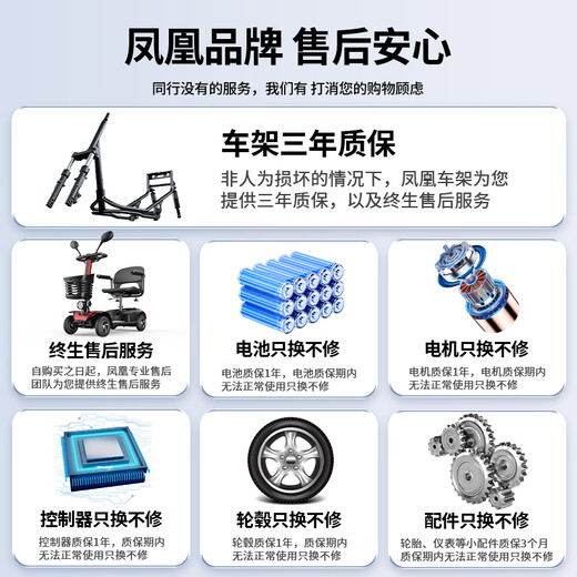 Phoenix electric scooter for the elderly four-wheeled four-wheeled car for the elderly household foldable moped scooter 08A 12ah lead-acid + about 40 miles + 180W