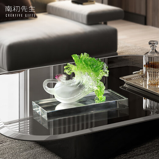 Mr. Nan Chu's fortune-enhancing glazed cabbage ornaments, simple style, high-end living room and office ornaments, housewarming and opening gifts
