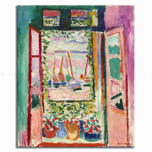 La fenêtre ouverte de Yu Senyi Henri Matisse peinture décorative Art Peinture Brutaliste Box électrique Box Paint Femme par la fenêtre 90 * 12035 mm Cadre doré d'épaisseur