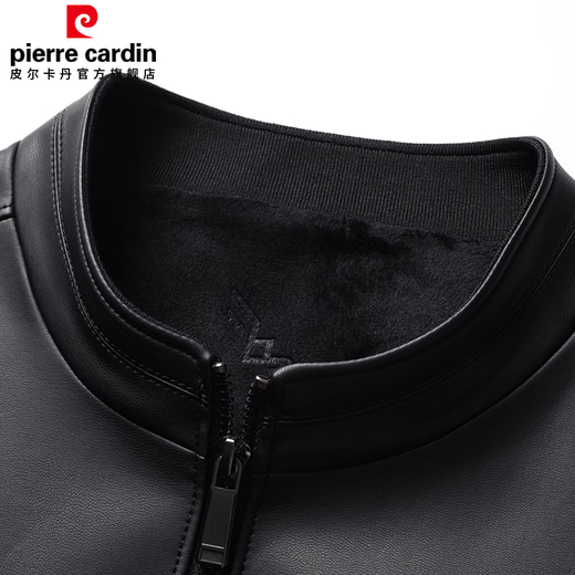 Pierre Cardin leather jacket for men in autumn and winter, business casual stand-up collar leather jacket, middle-aged men's dad's jacket, top, men's work wear