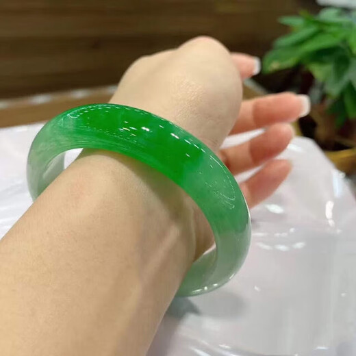 Burmese Laokeng jade bracelet, floating green jade bracelet, square ice type floating green peace bracelet, square jade bracelet, 59 rings