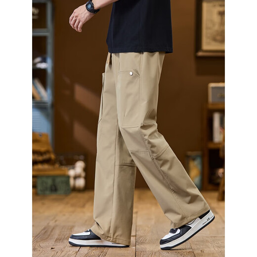 Vancl Eslite Spring 2025 New American Working Hosen Männer losen gerade trendy Marke High Street Wide Legs Casual Long Hosen 9885-Khaki M