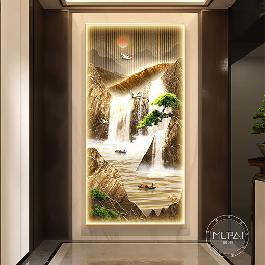Huilide's Liushuicai's entrance hall decorative painting with lights for living room landscape paintings hanging paintings corridors and corridor murals simple and modern Liushuicai's A model 100*200 LED lamp painting (intelligent LED lamp power bank 42