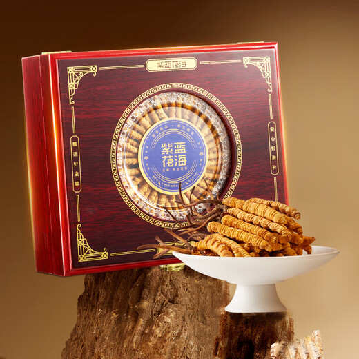 
Purple and blue flower sea Cordyceps sinensis 3 roots/g 10g new dried Cordyceps gift box in high-quality tonics [Healthy Gift Box]