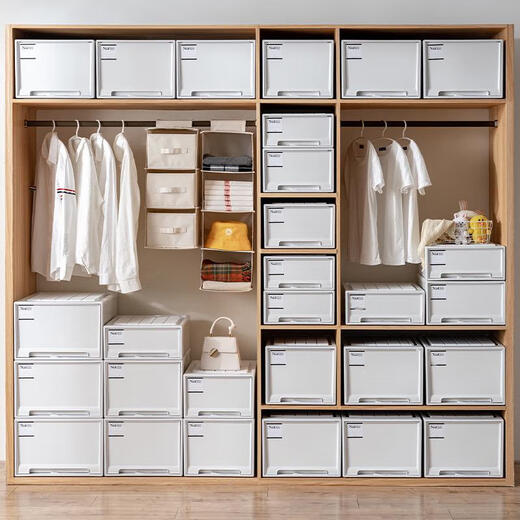 Armoire de rangement Sanqihu Type de garde-robe Boîte de rangement Boîte de rangement en plastique Armoire de rangement d'armoire de rangement simple 45-3523 Profondeur 45 * Largeur 35 * Hauteur 23cm White One-Pack Pure White Dirker Export Modèle d'exportation