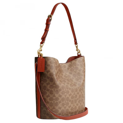 CoaCH (COACH) shoulder bag Willow28 classic logo soft artificial leather with cowhide bucket crossbody large women's brown and yellow basic package (bag + dust bag)
