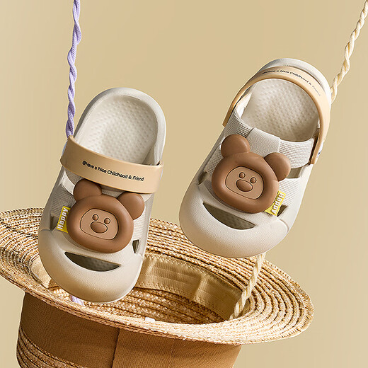Balabala children's shoes children's sandals boys and girls slippers cartoon small animal shoes 2025 summer new cute light brown color 20